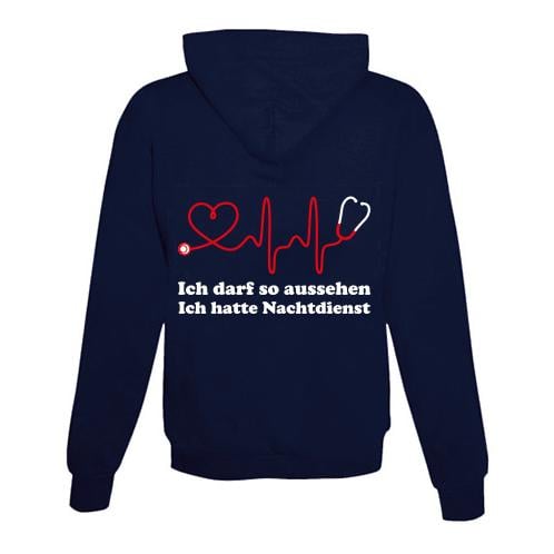 JoyLine Hoodie mit Zipper Nachtdienst Unisex Grösse: S, Farbe: Dunkelblau