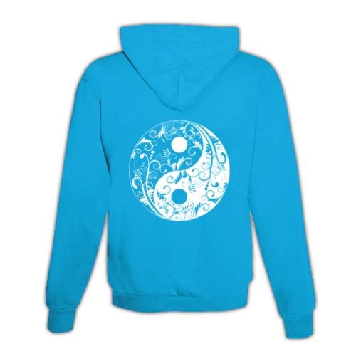 JoyLine Hoodie mit Zipper Yin Yang Unisex Farbe: Hellblau/Türkis, Grösse: L