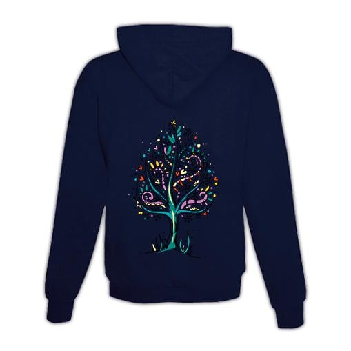 JoyLine Hoodie mit Zipper Baum bunt Unisex Farbe: Dunkelblau, Grösse: L