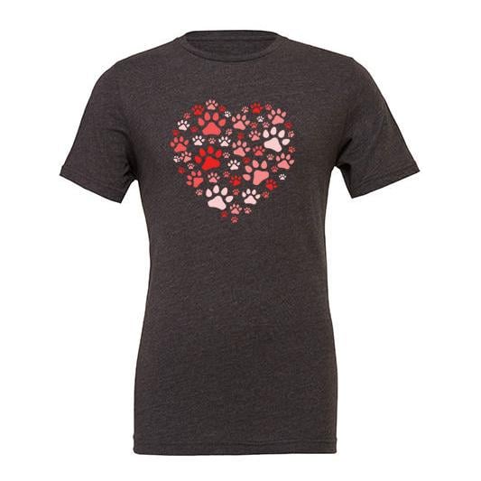 JoyLine T-Shirt Hunde Herz Rot Unisex Farbe: Dunkelgrau, Grösse: XS