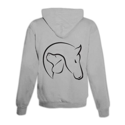 JoyLine Hoodie mit Zipper Horse & Dog Unisex Grösse: L, Farbe: Grau