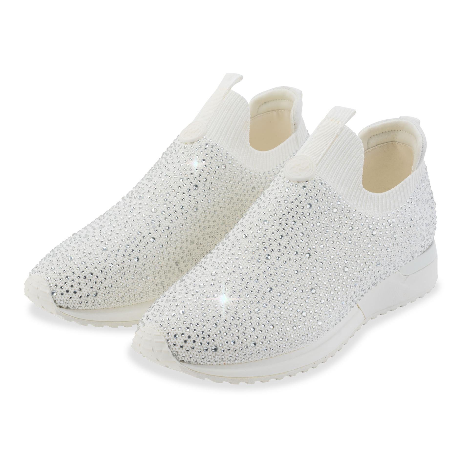 Exclusiv Line Sneaker mit Strasssteinen Glamour Farbe: Weiss, Schuhgrösse Damen: 37