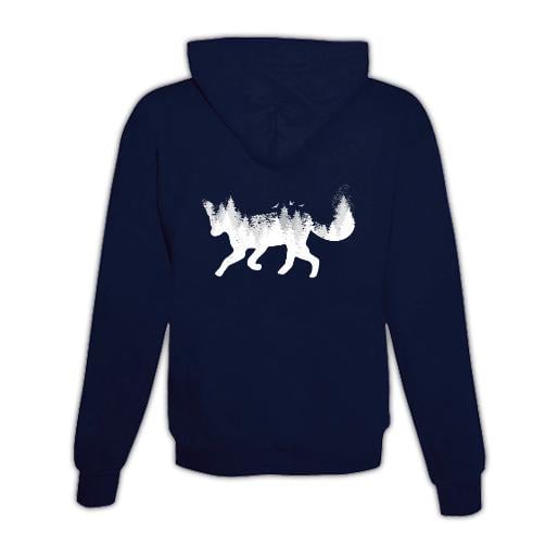 JoyLine Hoodie mit Zipper Wald Fuchs Unisex Farbe: Dunkelblau, Grösse: L