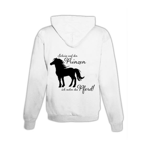 JoyLine Hoodie mit Zipper Ich nehm das Pferd Unisex Grösse: L, Farbe: Weiss