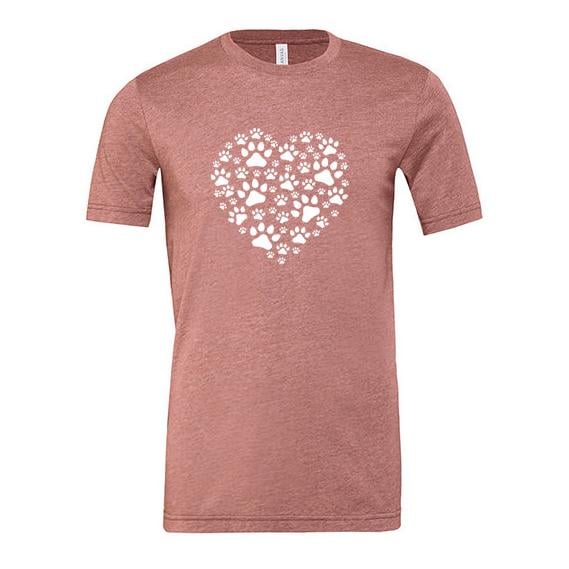 JoyLine T-Shirt Hunde Herz Weiss Unisex Farbe: Mauve, Grösse: L