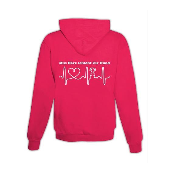 JoyLine Hoodie mit Zipper Hunde Herz Unisex Grösse: L, Farbe: Pink