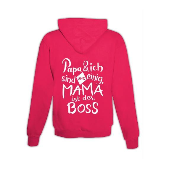 JoyLine Hoodie mit Zipper Mama ist der Boss Unisex Grösse: XL, Farbe: Pink