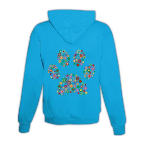 JoyLine Hoodie mit Zipper Pfote bunt Unisex Grösse: S, Farbe: Hellblau/Türkis