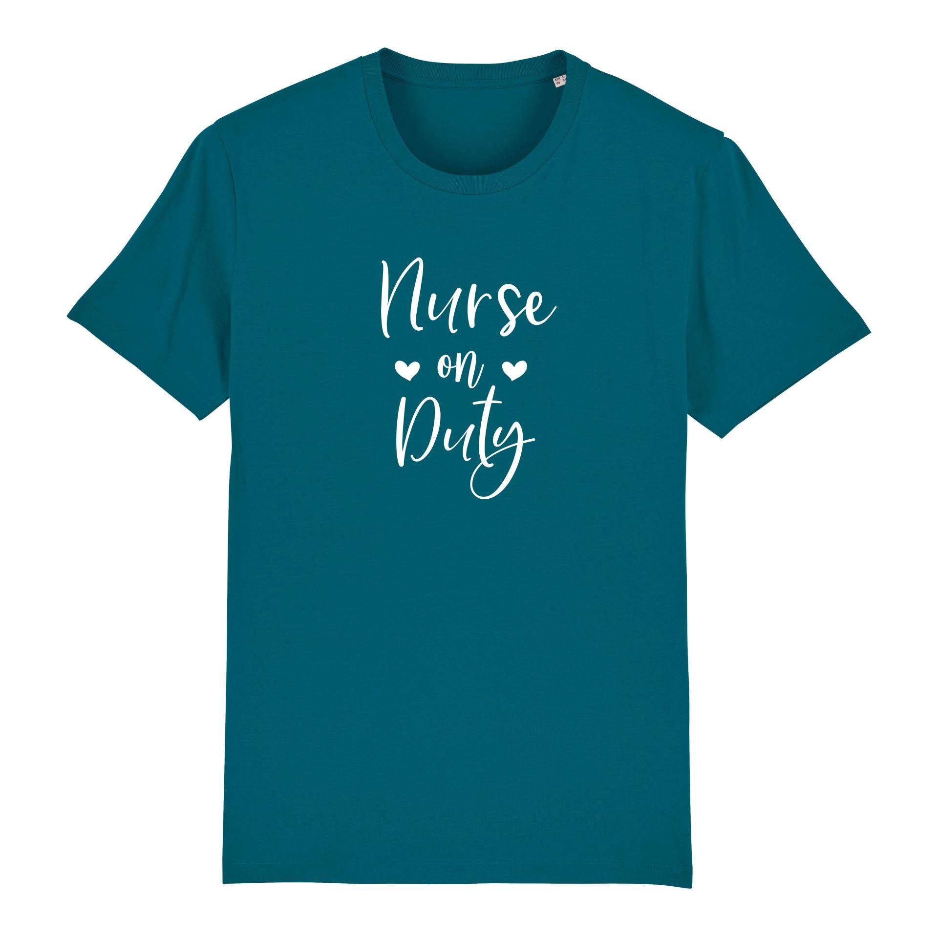 Schwesternuhr Nurse on Duty Bio T-Shirt Unisex Farbe: Ocean Depth, Grösse: XS