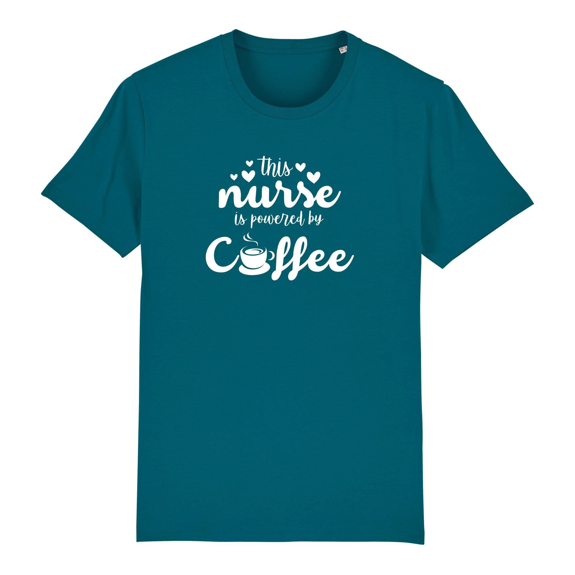Schwesternuhr This nurse is powered by coffee Bio T-Shirt Unisex Farbe: Ocean Depth, Grösse: XS