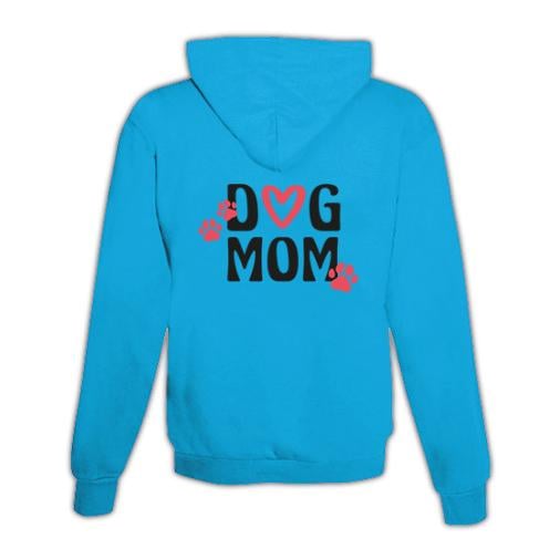 JoyLine Hoodie mit Zipper Dog Mom Unisex Grösse: M, Farbe: Hellblau/Türkis
