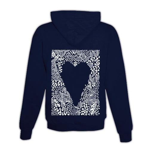 JoyLine Hoodie mit Zipper Herzmuster Unisex Farbe: Dunkelblau, Grösse: XL