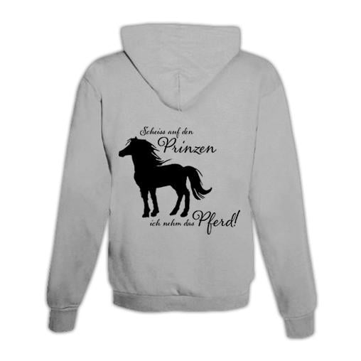 JoyLine Hoodie mit Zipper Ich nehm das Pferd Unisex Farbe: Grau, Grösse: L