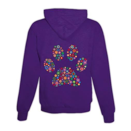 JoyLine Hoodie mit Zipper Pfote bunt Unisex Farbe: Lila, Grösse: XL