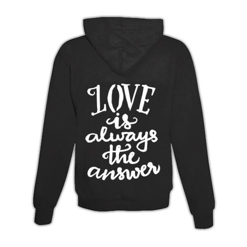 JoyLine Hoodie mit Zipper Love is the answer Unisex Grösse: L, Farbe: Schwarz