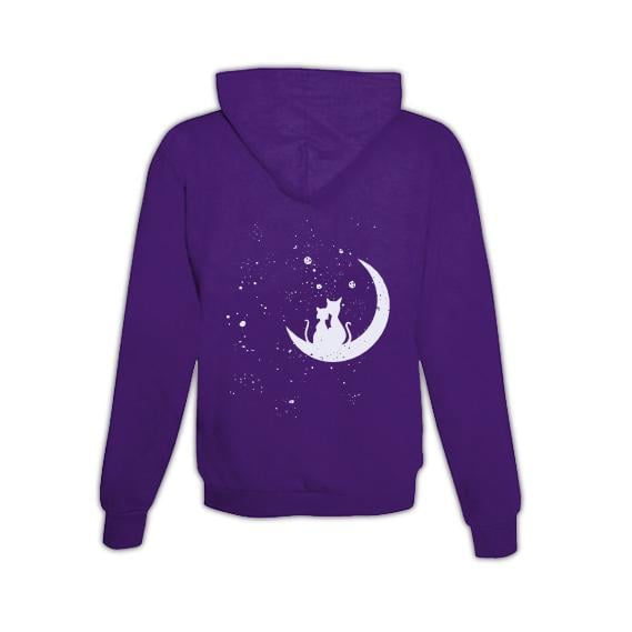 JoyLine Hoodie mit Zipper Cats in Moon Unisex Grösse: M, Farbe: Lila