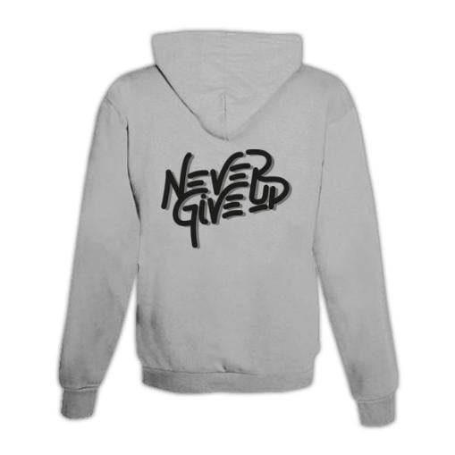 JoyLine Hoodie mit Zipper Never give up Unisex Farbe: Grau, Grösse: M