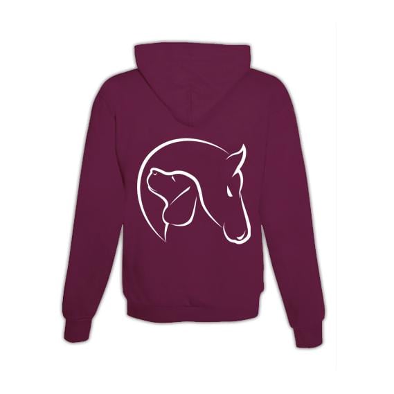 JoyLine Hoodie mit Zipper Horse & Dog Unisex Grösse: XL, Farbe: Burgundy