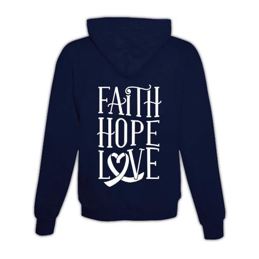 JoyLine Hoodie mit Zipper Faith Hope Love Unisex Farbe: Dunkelblau, Grösse: L