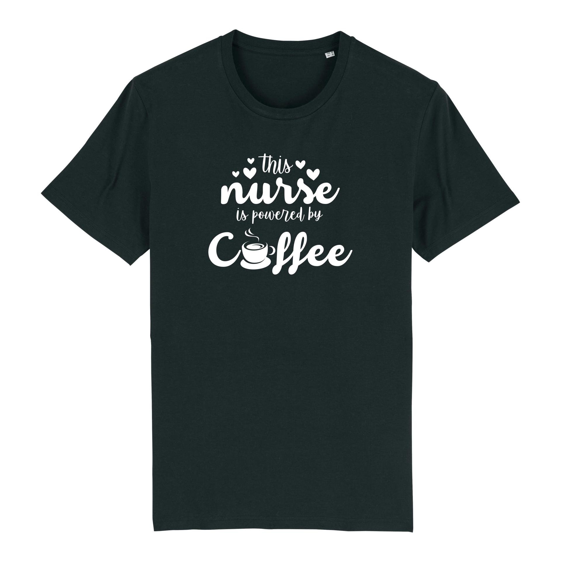 Schwesternuhr This nurse is powered by coffee Bio T-Shirt Unisex Grösse: S, Farbe: Black