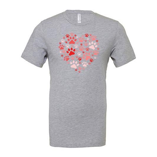 JoyLine T-Shirt Hunde Herz Rot Unisex Grösse: L, Farbe: Hellgrau