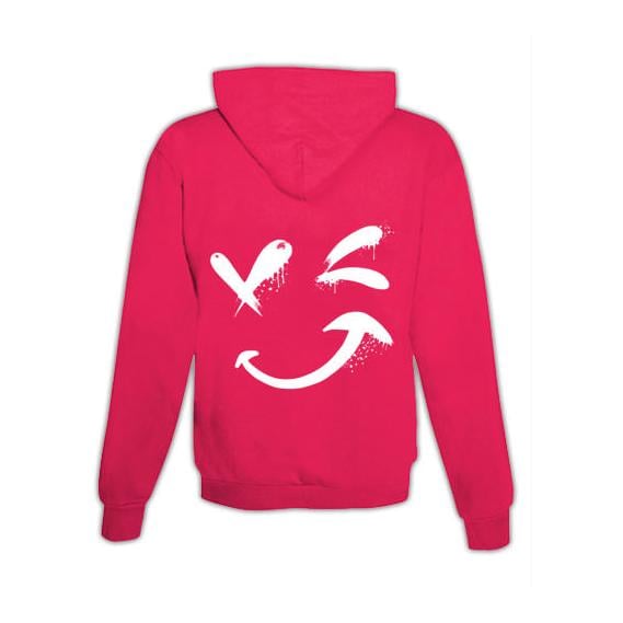 JoyLine Hoodie mit Zipper Smiley zwinkernd Unisex Grösse: XXL, Farbe: Pink