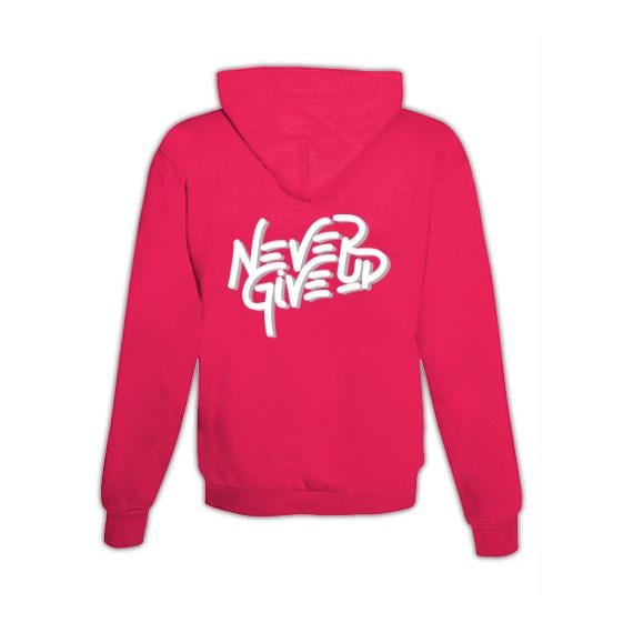 JoyLine Hoodie mit Zipper Never give up Unisex Farbe: Pink, Grösse: XXL