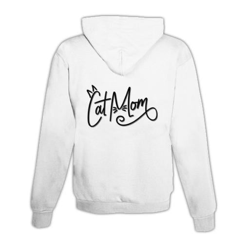 JoyLine Hoodie mit Zipper Cat Mom Unisex Grösse: XL, Farbe: Weiss