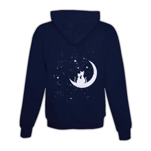 JoyLine Hoodie mit Zipper Cats in Moon Unisex Grösse: M, Farbe: Weiss