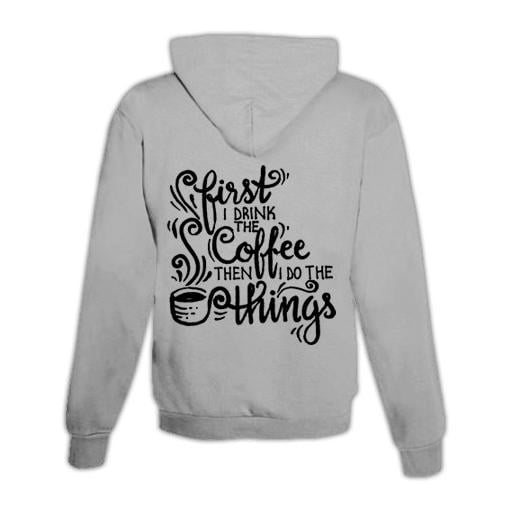 JoyLine Hoodie mit Zipper Coffee Unisex Grösse: M, Farbe: Grau