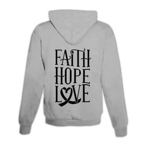 JoyLine Hoodie mit Zipper Faith Hope Love Unisex Farbe: Grau, Grösse: L