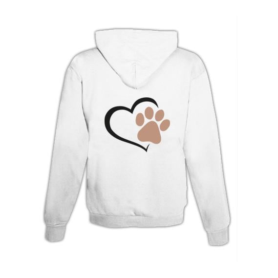 JoyLine Hoodie mit Zipper Herz mit Pfote Unisex Grösse: L, Farbe: Weiss
