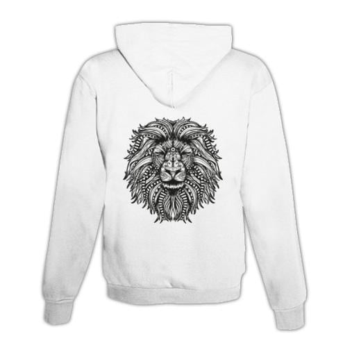 JoyLine Hoodie mit Zipper Mandala Löwe Unisex Grösse: S, Farbe: Weiss