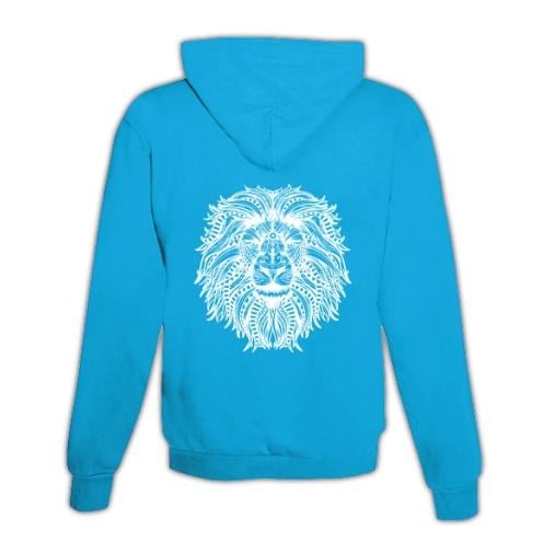 JoyLine Hoodie mit Zipper Mandala Löwe Unisex Farbe: Hellblau/Türkis, Grösse: XXL