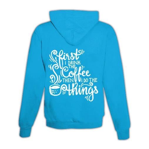 JoyLine Hoodie mit Zipper Coffee Unisex Grösse: M, Farbe: Hellblau/Türkis
