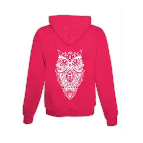 JoyLine Hoodie mit Zipper Mandala Eule Unisex Grösse: XL, Farbe: Pink