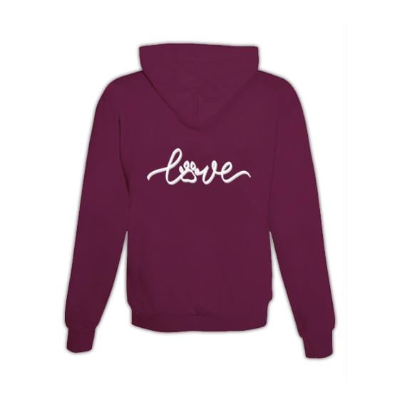 JoyLine Hoodie mit Zipper Pet & Love Unisex Grösse: L, Farbe: Burgundy