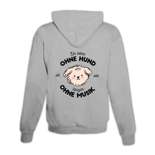 JoyLine Hoodie mit Zipper Hund & Musik Unisex Grösse: XXL, Farbe: Grau