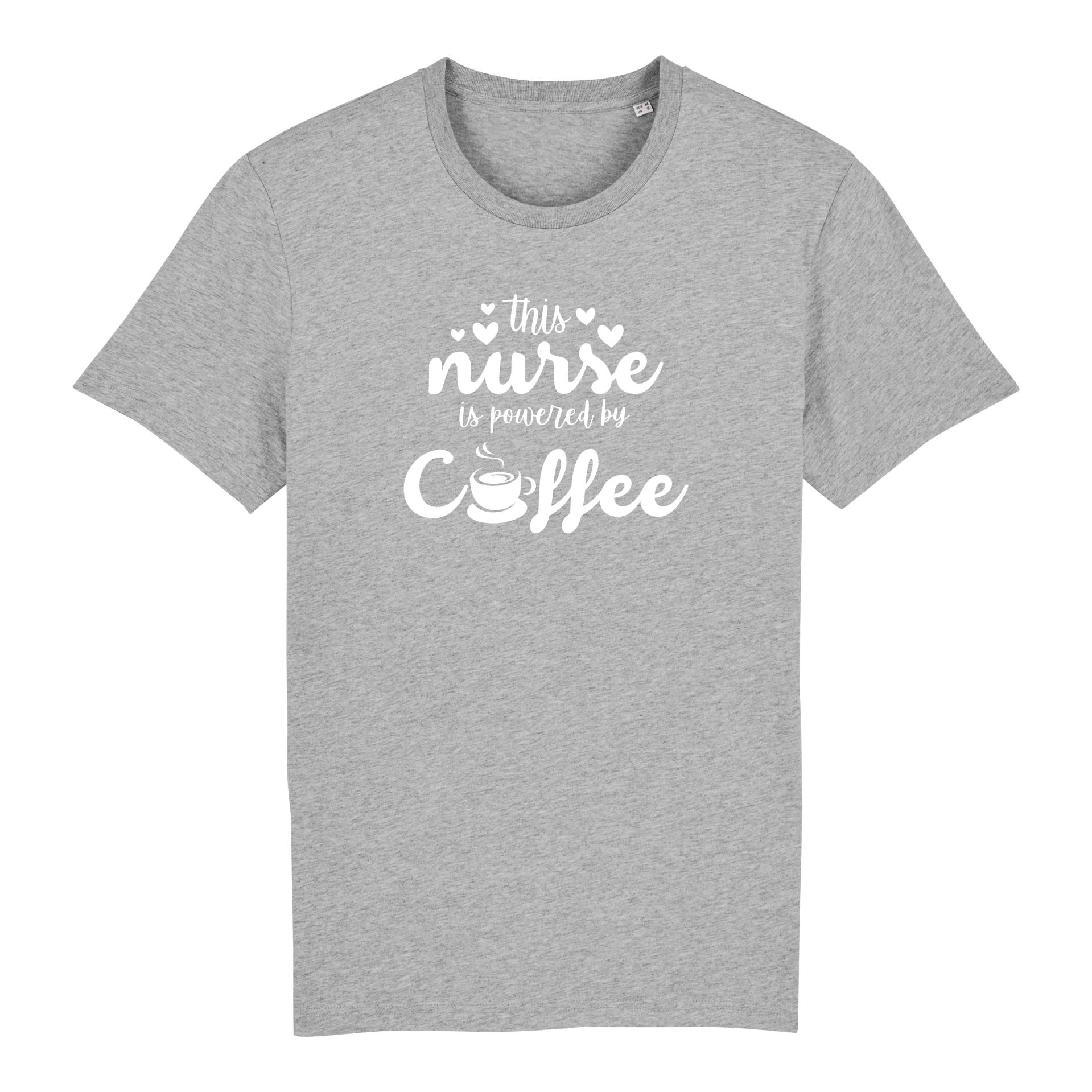 Schwesternuhr This nurse is powered by coffee Bio T-Shirt Unisex Farbe: Mid Heather Grey, Grösse: XS