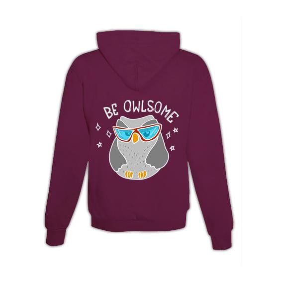 JoyLine Hoodie mit Zipper Be Owlsome Unisex Grösse: XL, Farbe: Burgundy