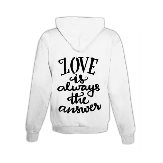JoyLine Hoodie mit Zipper Love is the answer Unisex Farbe: Weiss, Grösse: M
