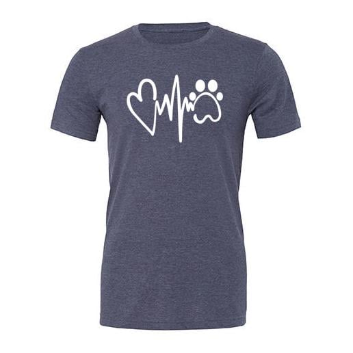 JoyLine T-Shirt Herzschlag Weiss Unisex Grösse: L, Farbe: Marineblau