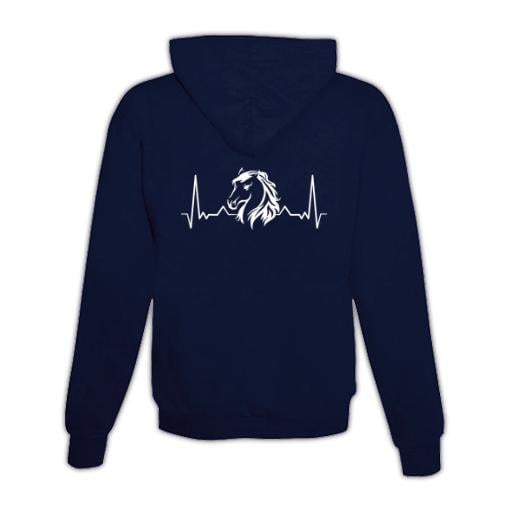 JoyLine Hoodie mit Zipper Herzschlag Pferd Unisex Farbe: Dunkelblau, Grösse: XL
