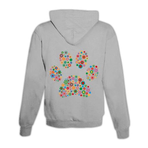 JoyLine Hoodie mit Zipper Pfote bunt Unisex Grösse: L, Farbe: Grau